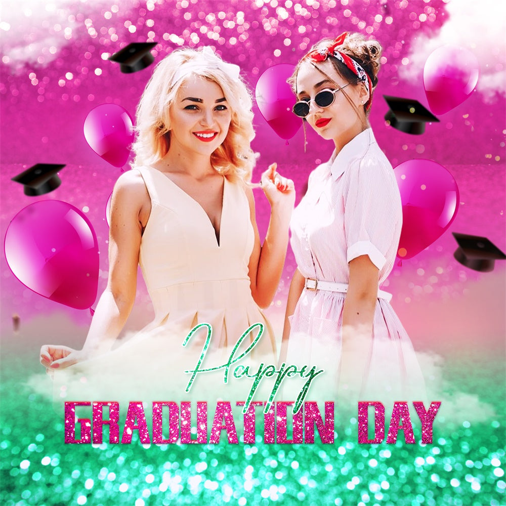 Graduated Backdrop Pink Teal Confetti Customized Party Graduation Backdrop UK LXX6-168