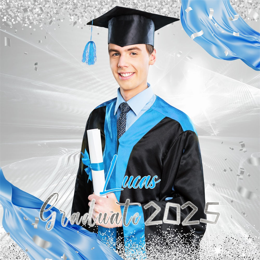 Customized Graduation Backdrop Silver Stream Party Graduation Backdrop UK LXX6-169