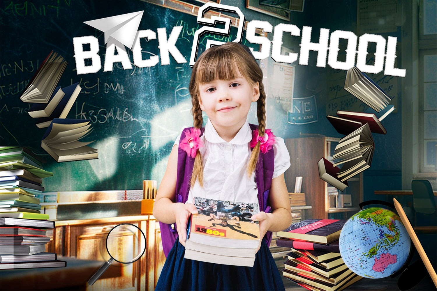 School Classroom Backdrop Vintage Class Vibes Custom Backdrop UK LXX6-17