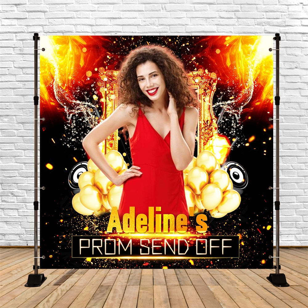 Prom Backdrop Golden Balloon Flame Personalized Party Graduation Backdrop UK LXX6-171