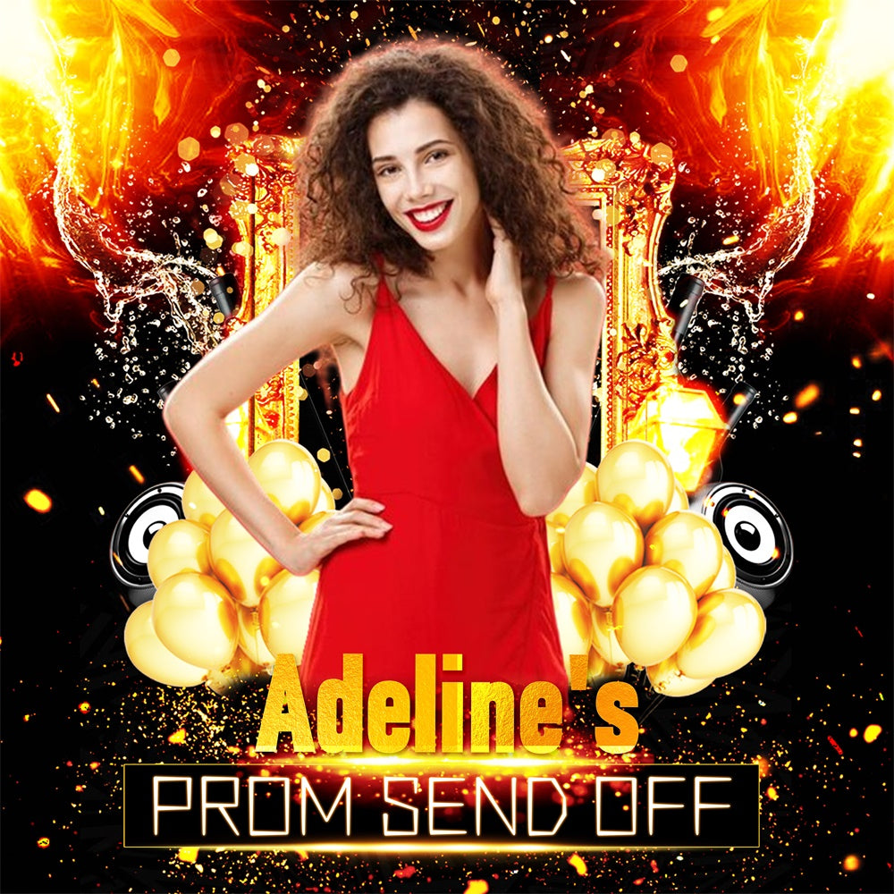 Prom Backdrop Golden Balloon Flame Personalized Party Graduation Backdrop UK LXX6-171