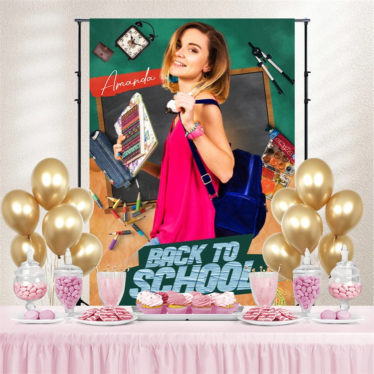 Back To School Backdrop Retro School Charm Customized Backdrop UK LXX6-19