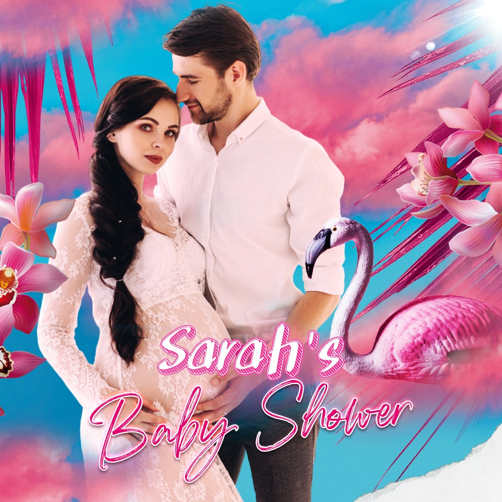 Baby Shower Photo Backdrop Flamingo Fantasy Personalized Backdrop UK LXX6-220