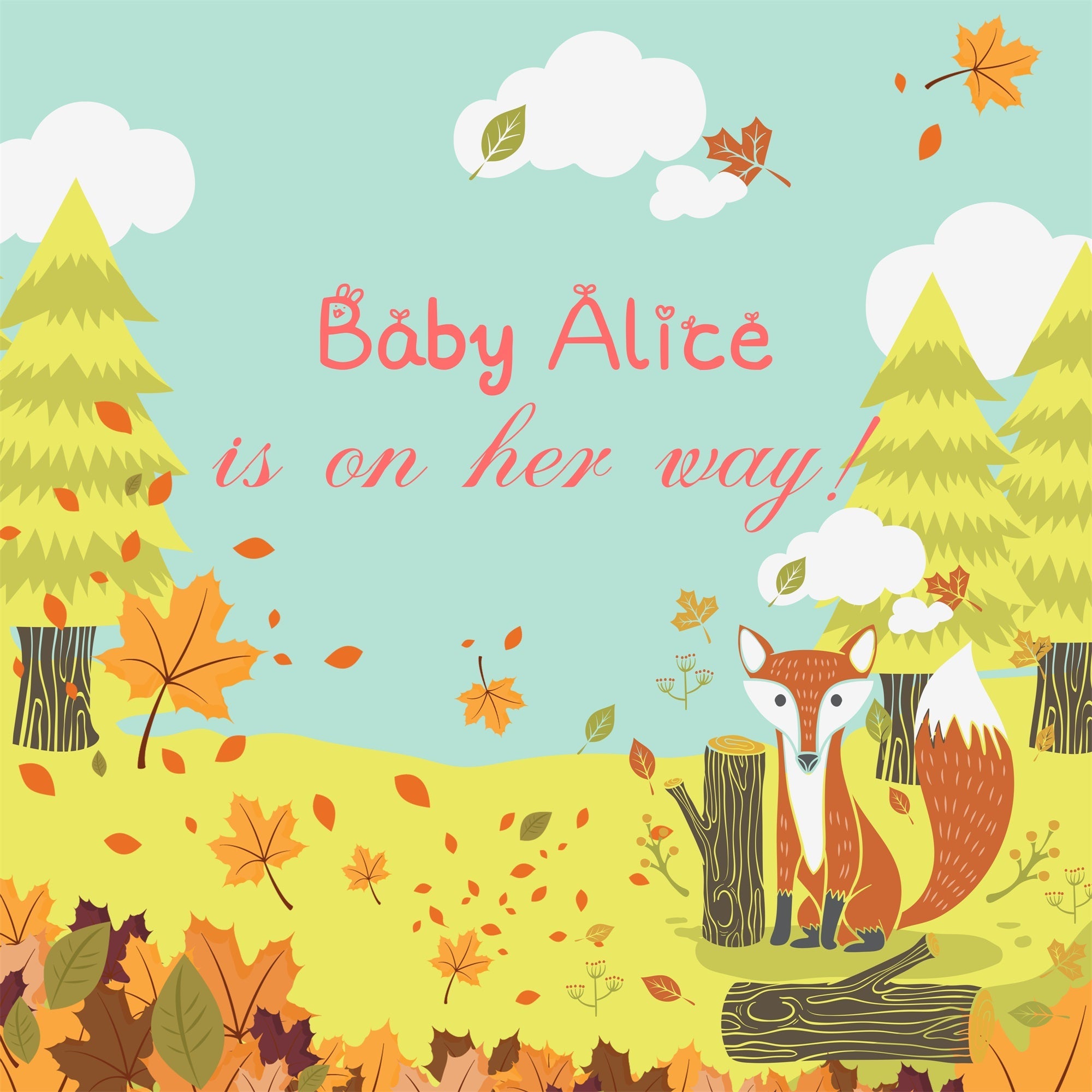 Backdrops For Baby Shower Autumn Leaves Fox Customized Backdrop UK LXX6-221