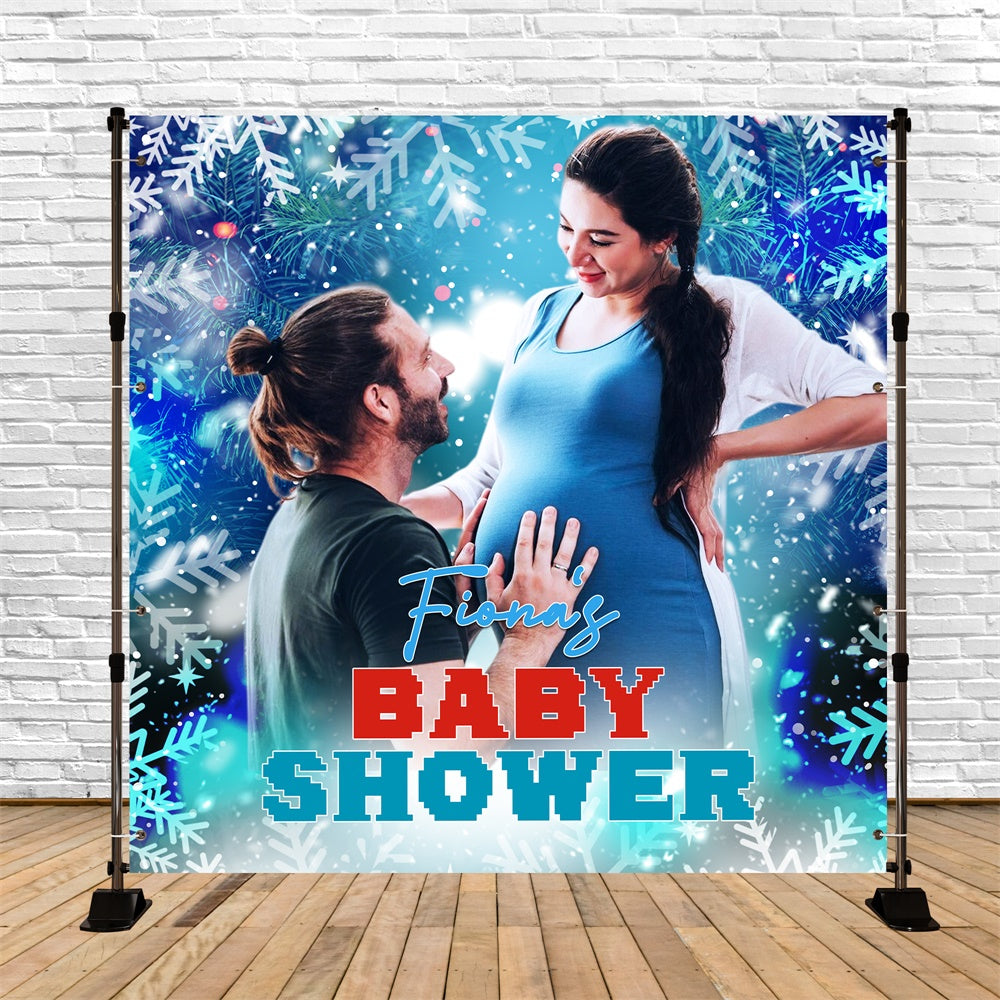 Baby Shower Backdrops Sparkle Snowfall Joy Personalized Backdrop UK LXX6-223