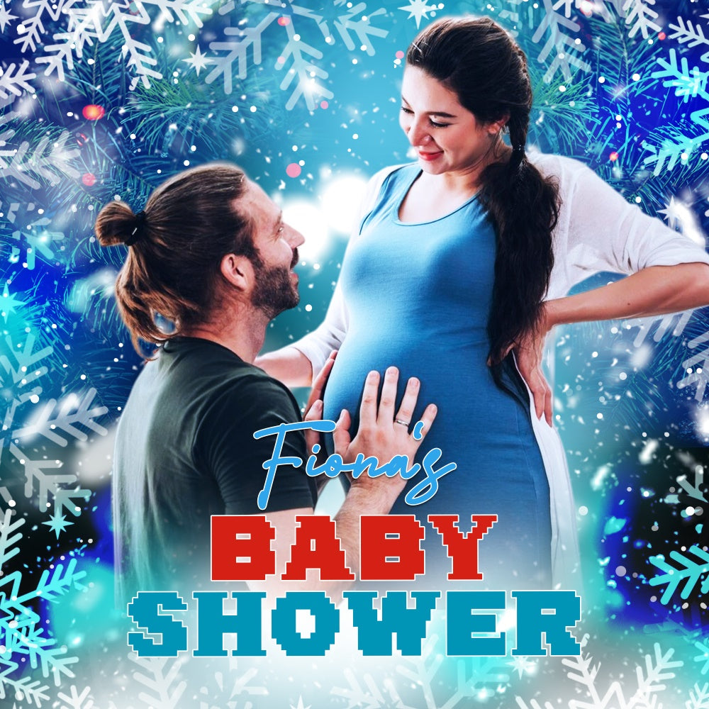 Baby Shower Backdrops Sparkle Snowfall Joy Personalized Backdrop UK LXX6-223