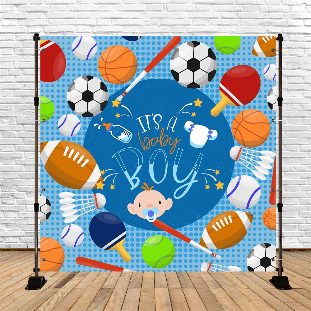 Baby Shower Backdrop Sports Mania Boy Shower Backdrop UK LXX6-228