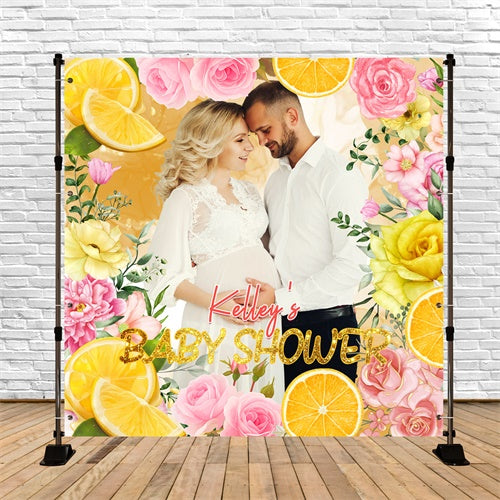 Backdrops For Baby Shower Lemon Blossom Love Custom Backdrop UK LXX6-231