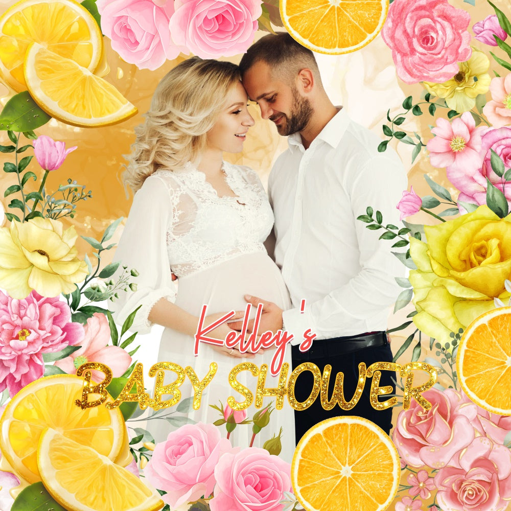 Backdrops For Baby Shower Lemon Blossom Love Custom Backdrop UK LXX6-231