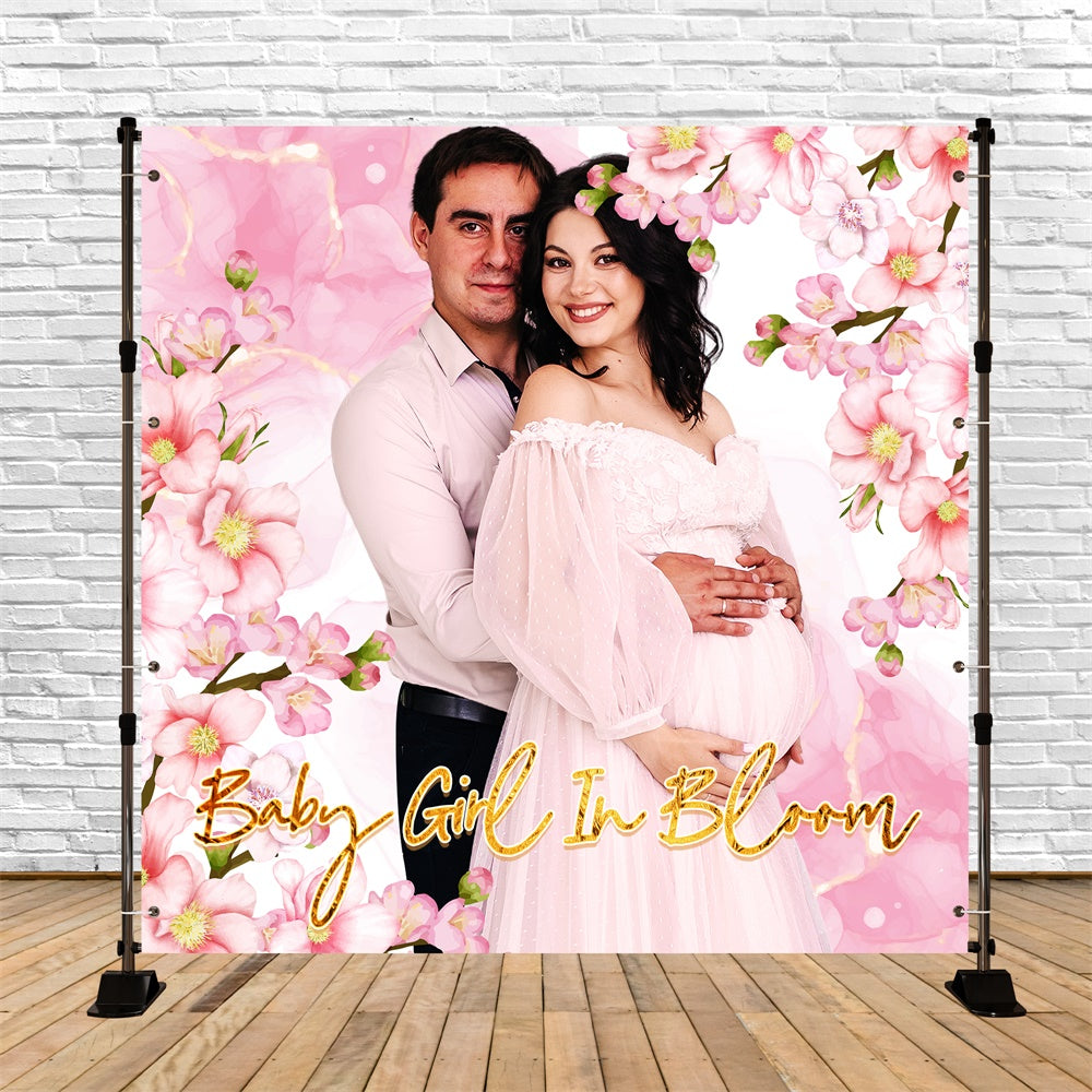 Baby Shower Backdrops Pink Petal Embrace Personalized Backdrop UK LXX6-232