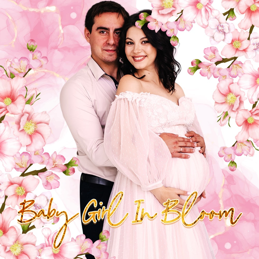 Baby Shower Backdrops Pink Petal Embrace Personalized Backdrop UK LXX6-232