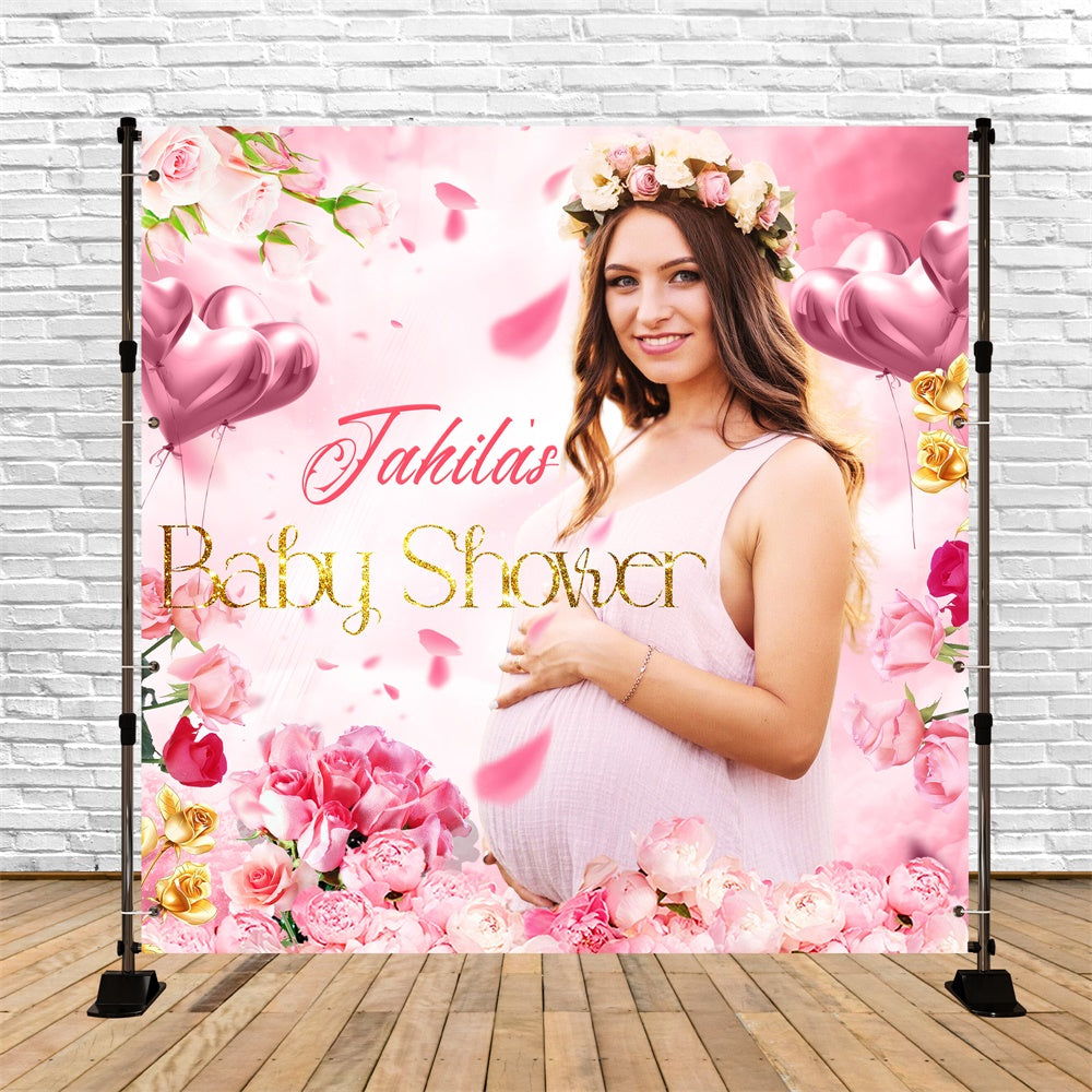 Baby Shower Backdrop Pink Elegance Blossom Customized Backdrop UK LXX6-239