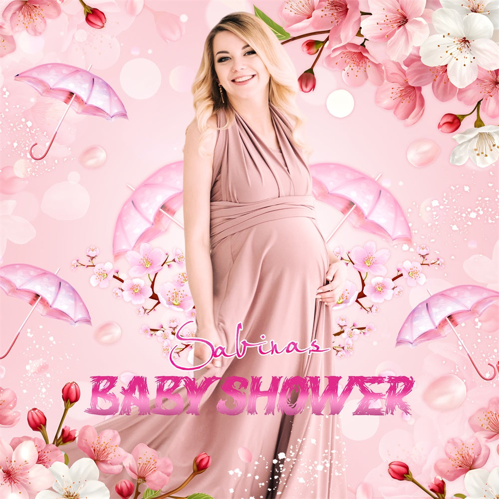 Baby Shower Backdrop Ideas Pink Umbrella Petal Customized Backdrop UK LXX6-241