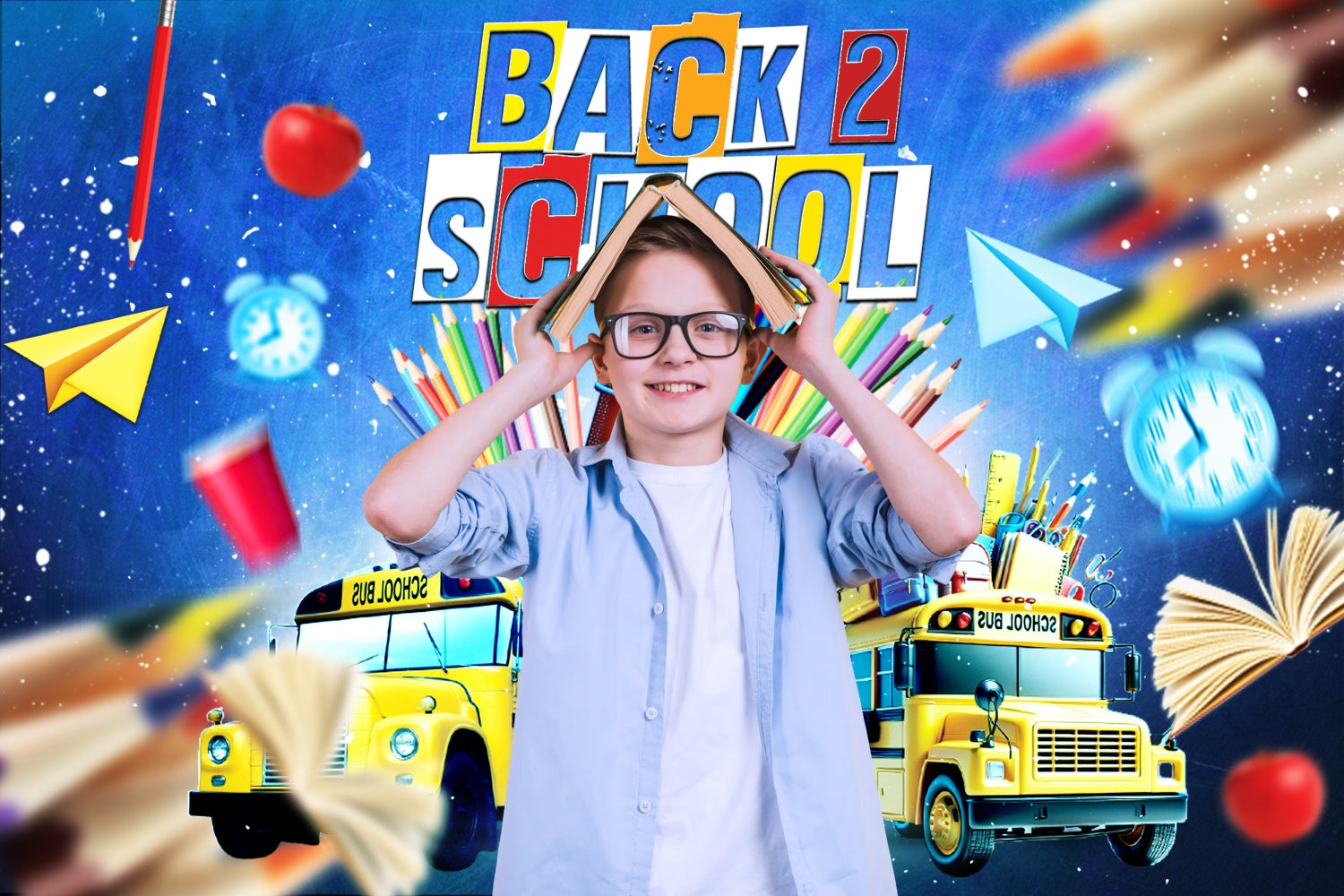 Back To School Backdrop School Bus Energy Customized Backdrop UK LXX6-27