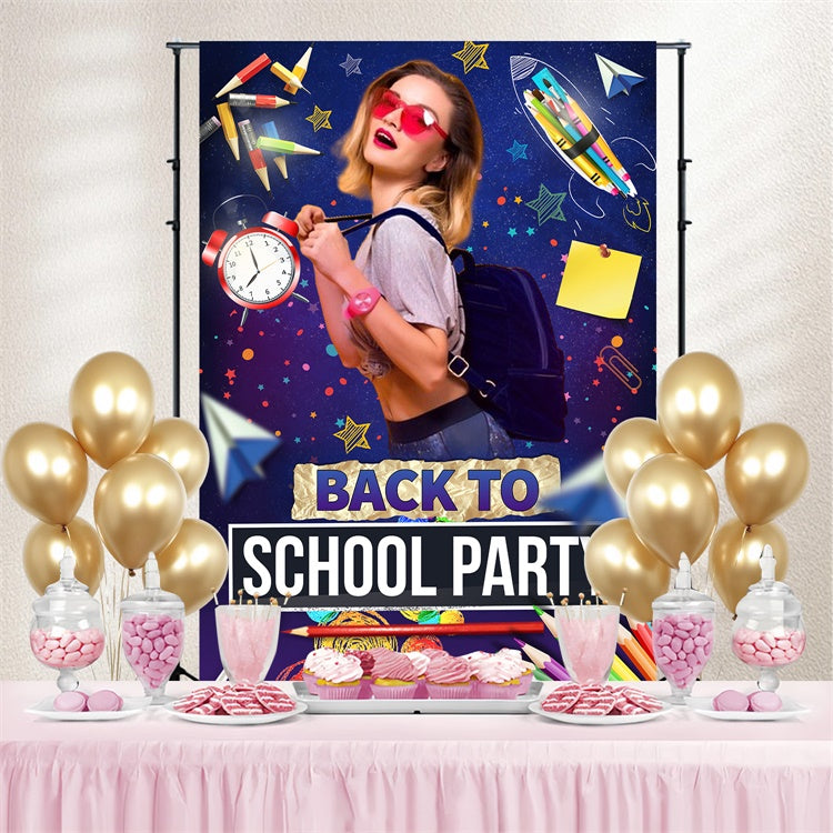 School Picture Backdrop Cosmic School Party Custom Backdrop UK LXX6-29