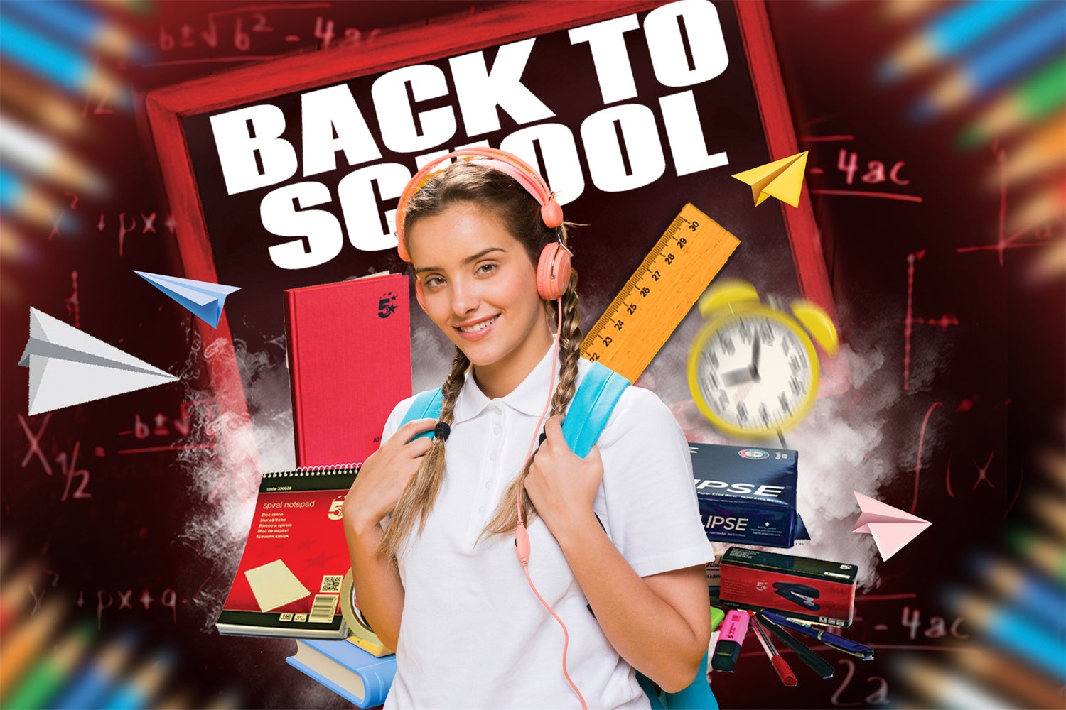 Back To School Photo Backdrop Math Class Mood Custom Backdrop UK LXX6-31