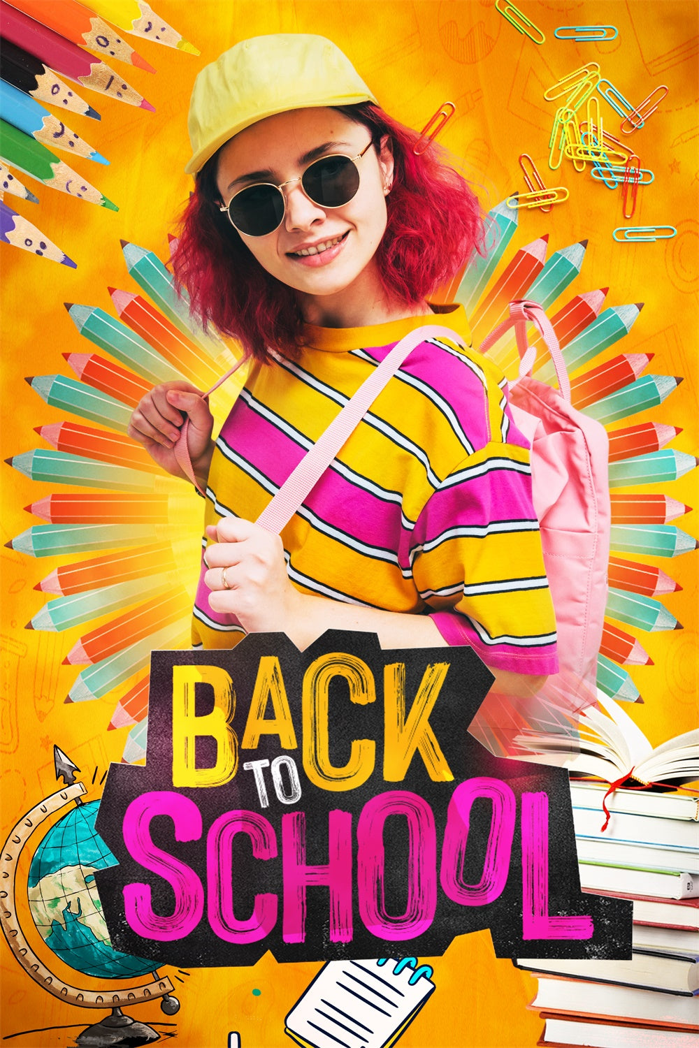 School Picture Backdrop Color Pop Pencil Personalized Backdrop UK LXX6-32