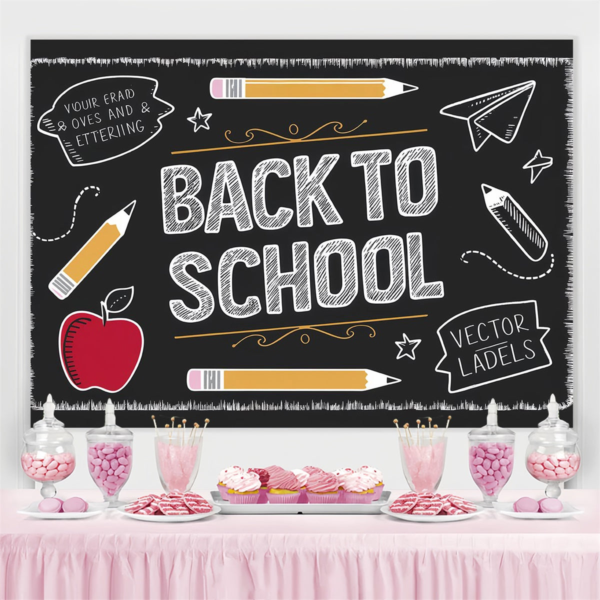 Back To School Chalkboard Backdrop Doodle Style Backdrop UK LXX6-38