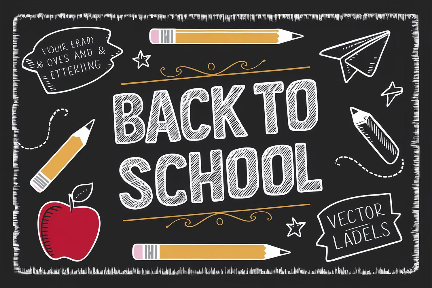 Back To School Chalkboard Backdrop Doodle Style Backdrop UK LXX6-38