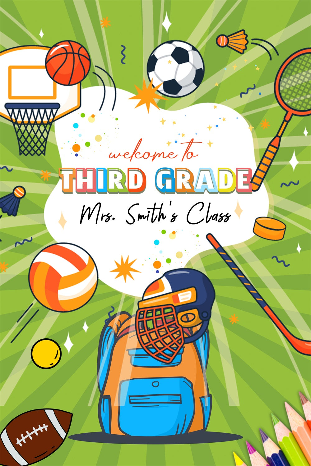 School Picture Backdrop Sports Smiles School Custom Backdrop UK LXX6-40