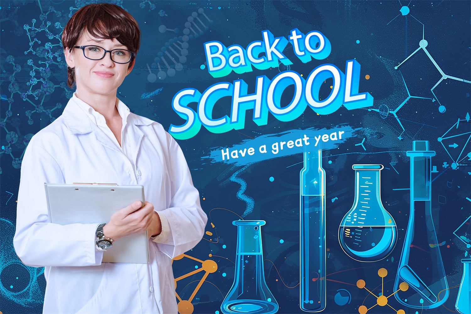Chemistry Backdrop Blue Lab Learning Personalized Backdrop UK LXX6-41
