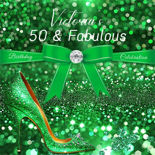 50th Birthday Backdrop For Her Glam Green Customized Backdrop UK LXX6-44