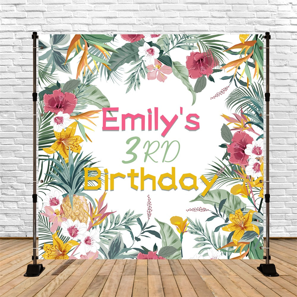 Birthday Party Backdrop Floral Paradise 3rd Customized Backdrop UK LXX6-48