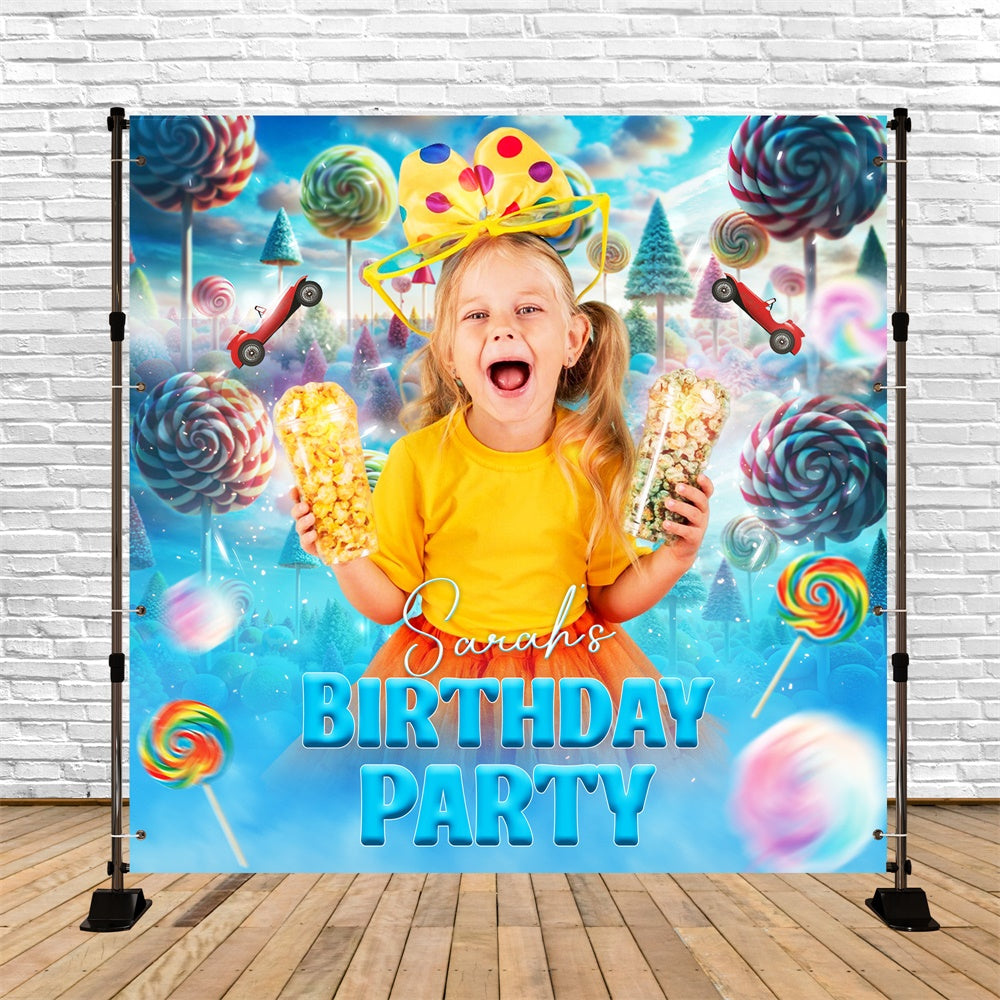 Personalized Birthday Backdrop Rainbow Candy Adventure Backdrop UK LXX6-50