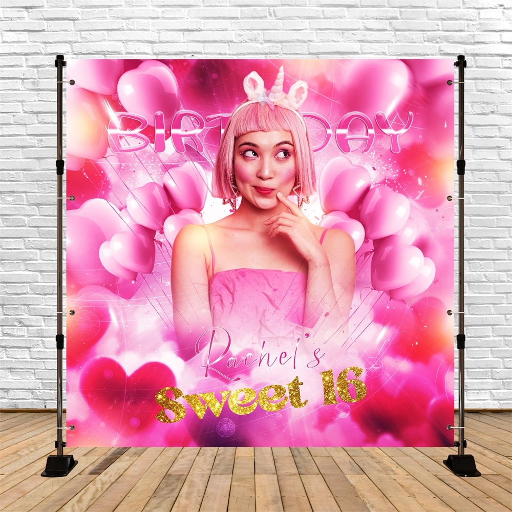 Customized Birthday Backdrop Pink Fantasy Sweet 16 Backdrop UK LXX6-52