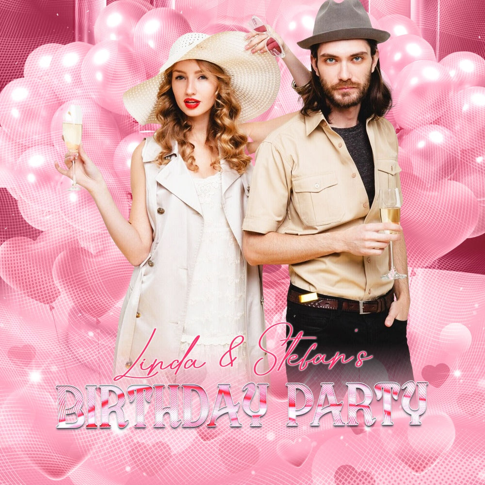 Backdrop Ideas For Birthday Chic Couple Balloon Custom Backdrop UK LXX6-53