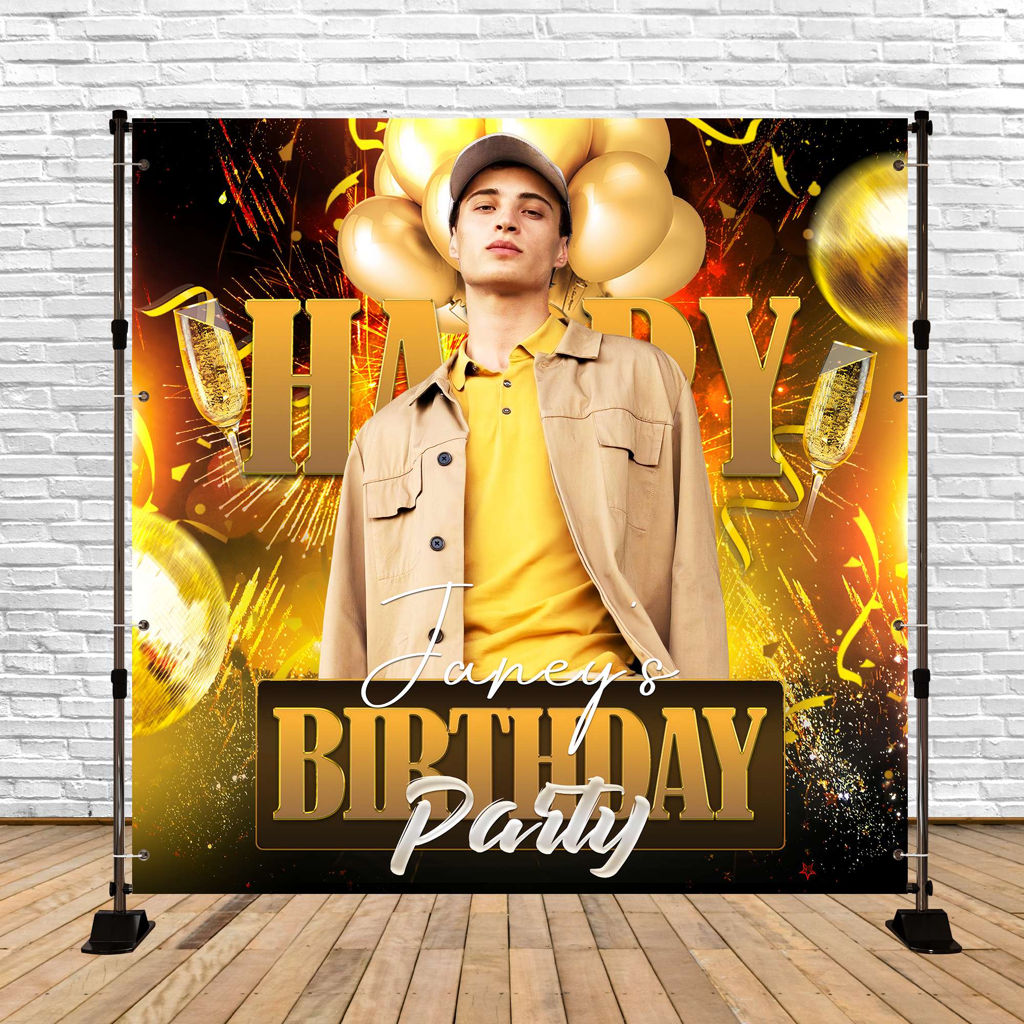 Custom Birthday Backdrops Champagne Lights Party Backdrop UK LXX6-54