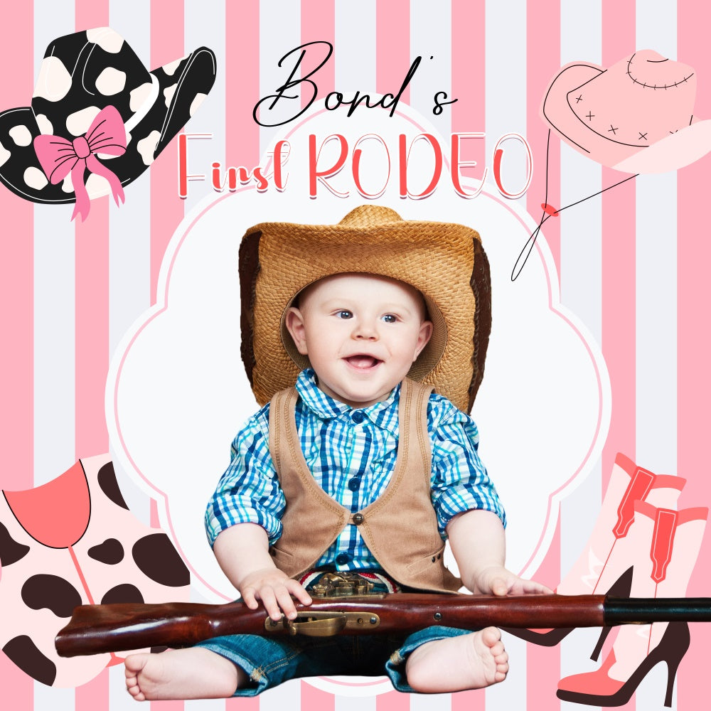 First Birthday Backdrop Pink Western Rodeo Personalized Backdrop UK LXX6-57