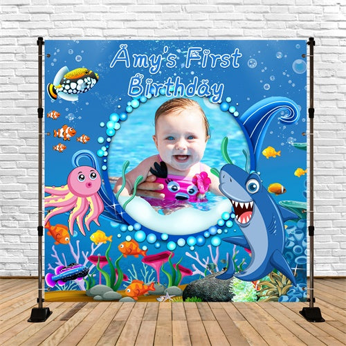 First Birthday Backdrop Sea Friends Delight Customized Backdrop UK LXX6-70