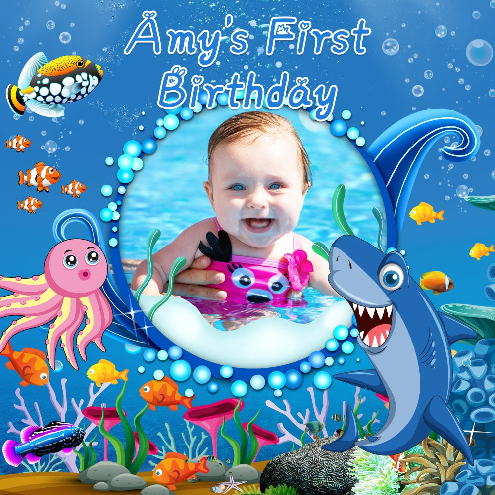First Birthday Backdrop Sea Friends Delight Customized Backdrop UK LXX6-70