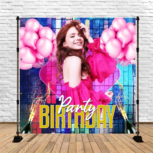 Personalized Backdrop For Birthday Disco Pop Balloon Backdrop UK LXX6-72