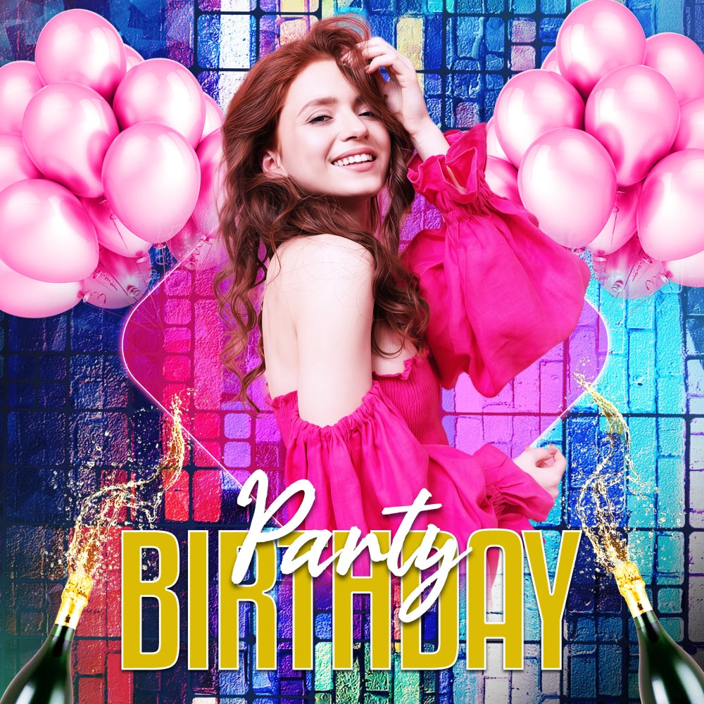 Personalized Backdrop For Birthday Disco Pop Balloon Backdrop UK LXX6-72