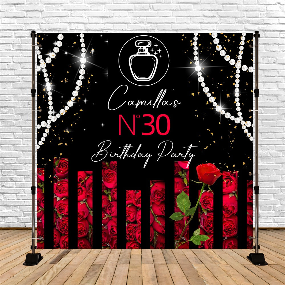 Personalized Backdrop For Birthday Elegant Rose Glam Backdrop UK LXX6-77