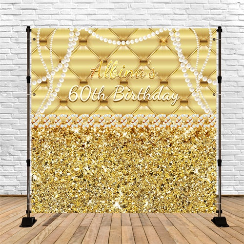 60th Birthday Backdrop Elegant Pearl Glitter Customized Backdrop UK LXX6-82