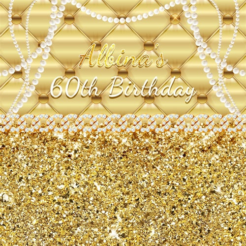 60th Birthday Backdrop Elegant Pearl Glitter Customized Backdrop UK LXX6-82