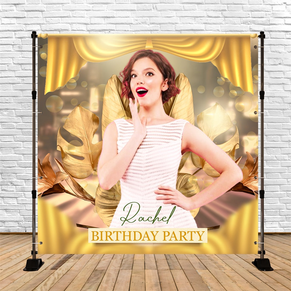 Personalized Backdrop For Birthday Chic Leaf Luxury Backdrop UK LXX6-83