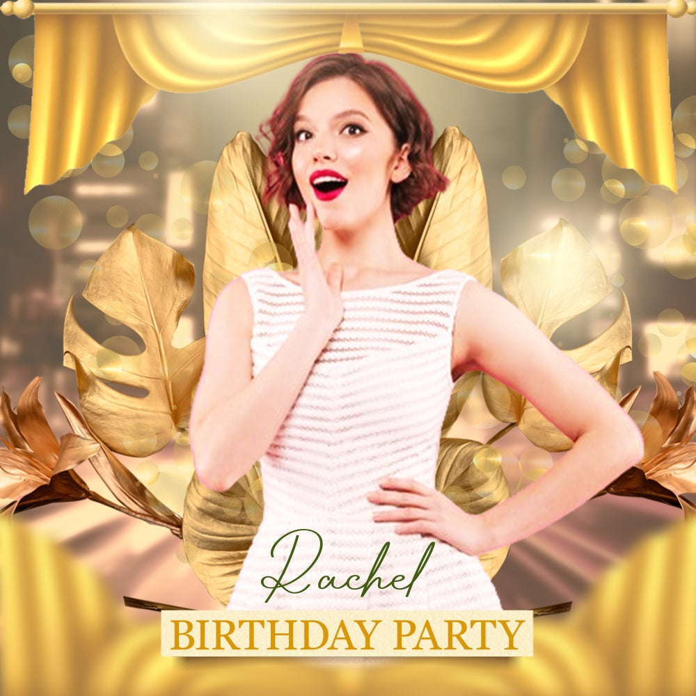 Personalized Backdrop For Birthday Chic Leaf Luxury Backdrop UK LXX6-83