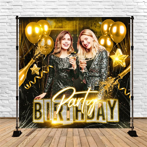 Personalized Birthday Backdrop Champagne Sparkle Night Backdrop UK LXX6-84