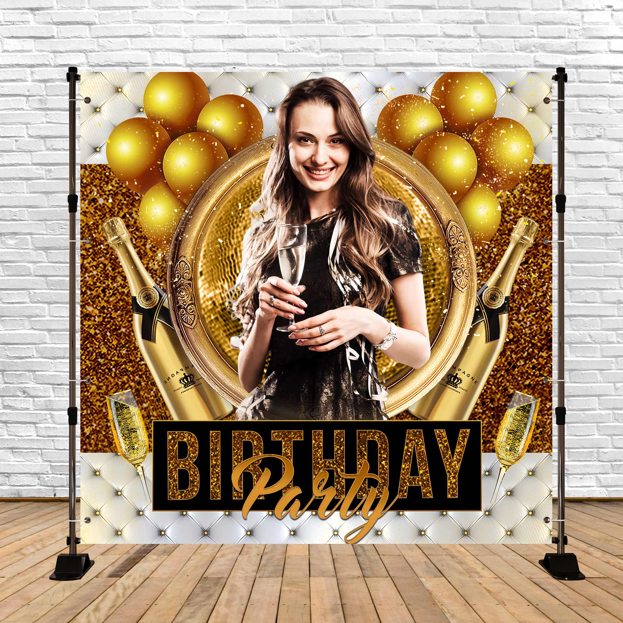 Customized Backdrop For Birthday Champagne Celebration Backdrop UK LXX6-88