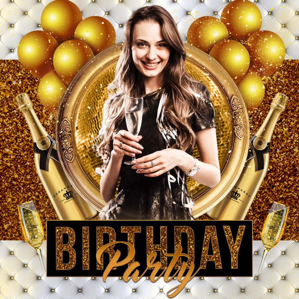 Customized Backdrop For Birthday Champagne Celebration Backdrop UK LXX6-88