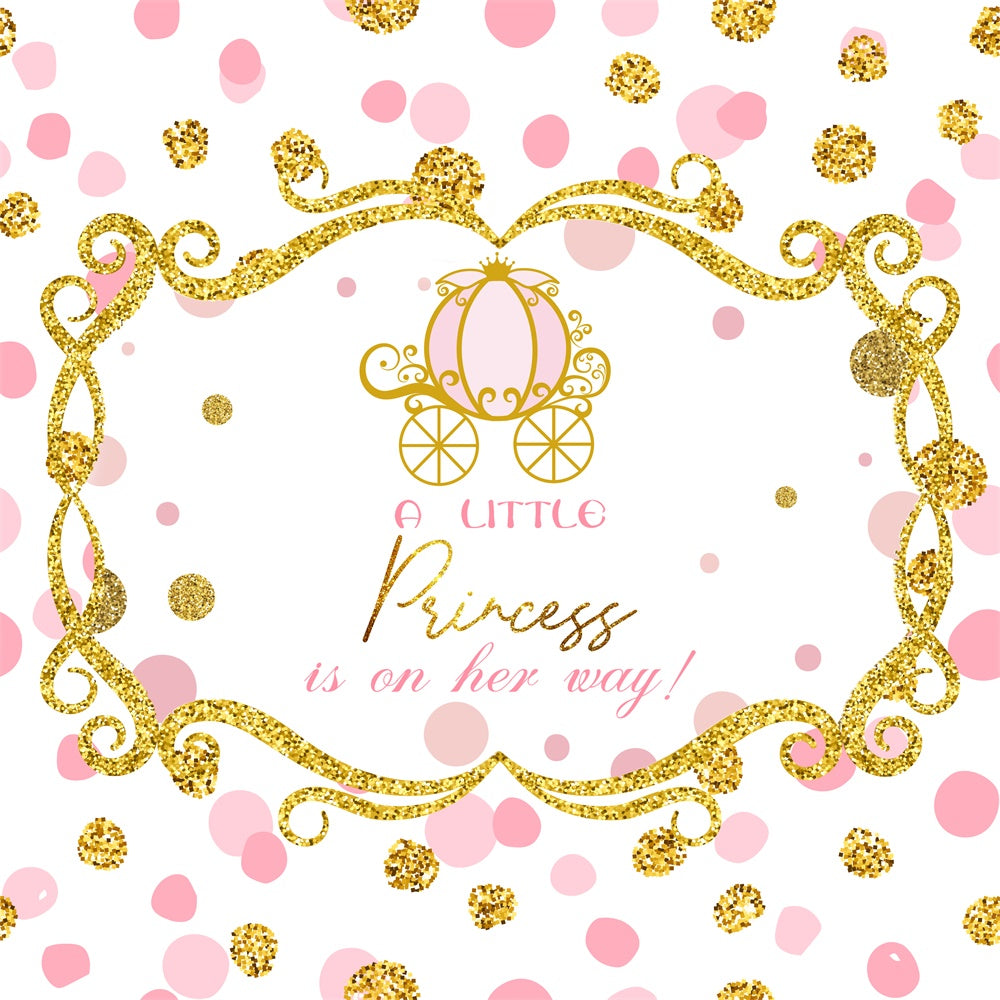 Baby Shower Backdrop Girl Gold Confetti Carriage Backdrop UK LXX6-9