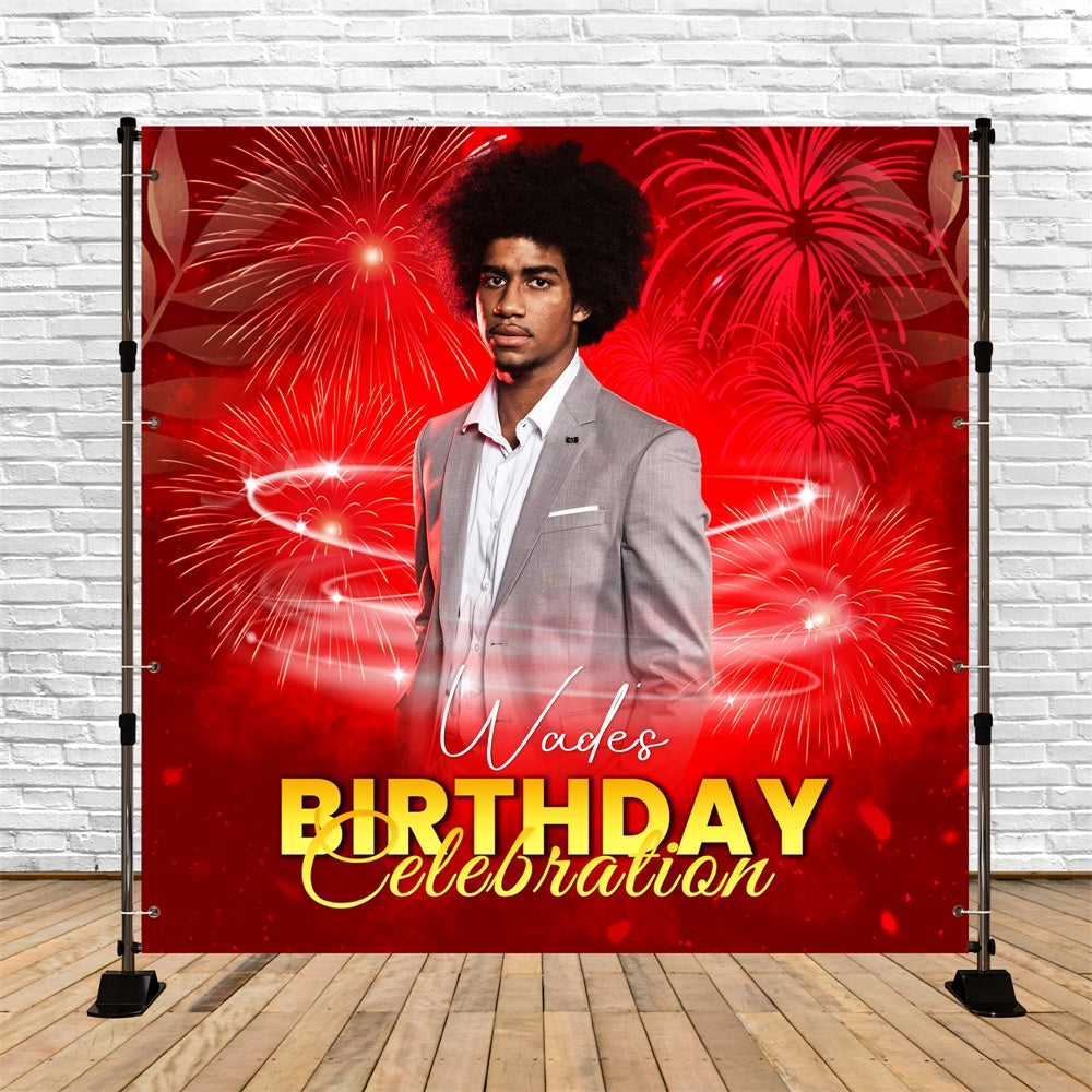 Backdrop For Birthday Party Red Glow Firework Customized Backdrop UK LXX6-91