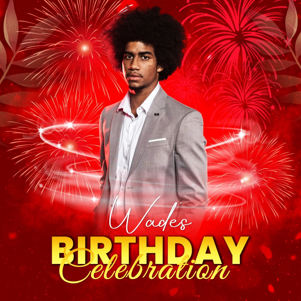 Backdrop For Birthday Party Red Glow Firework Customized Backdrop UK LXX6-91