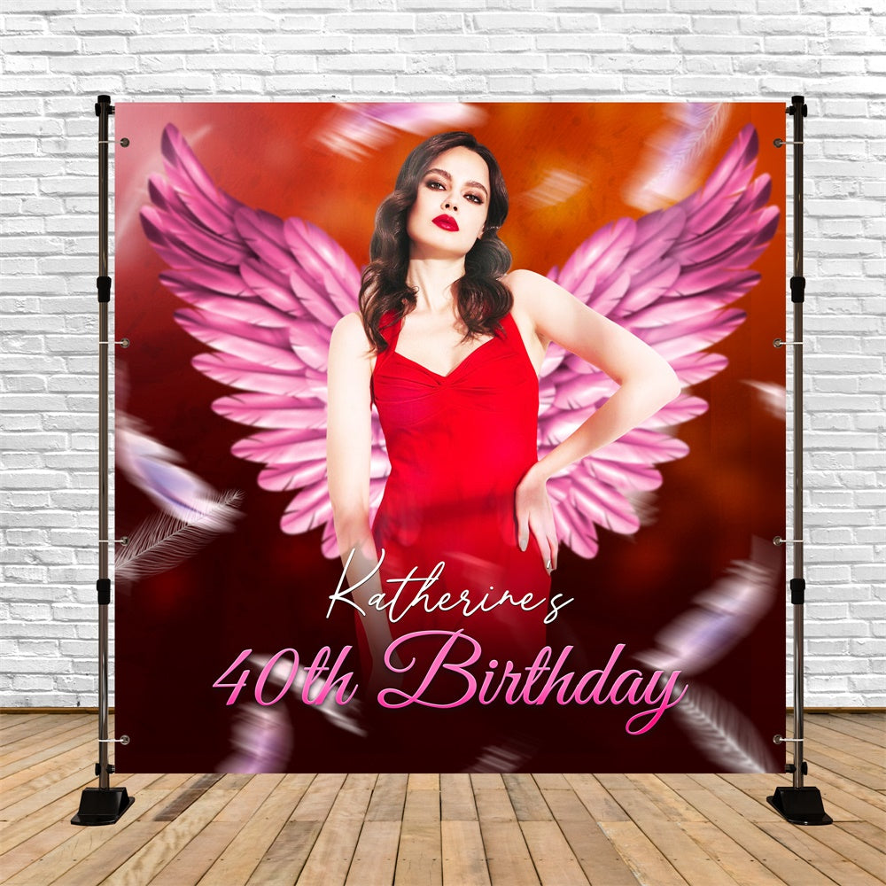 40th Birthday Backdrop Elegant Power Wings Customized Backdrop UK LXX6-93