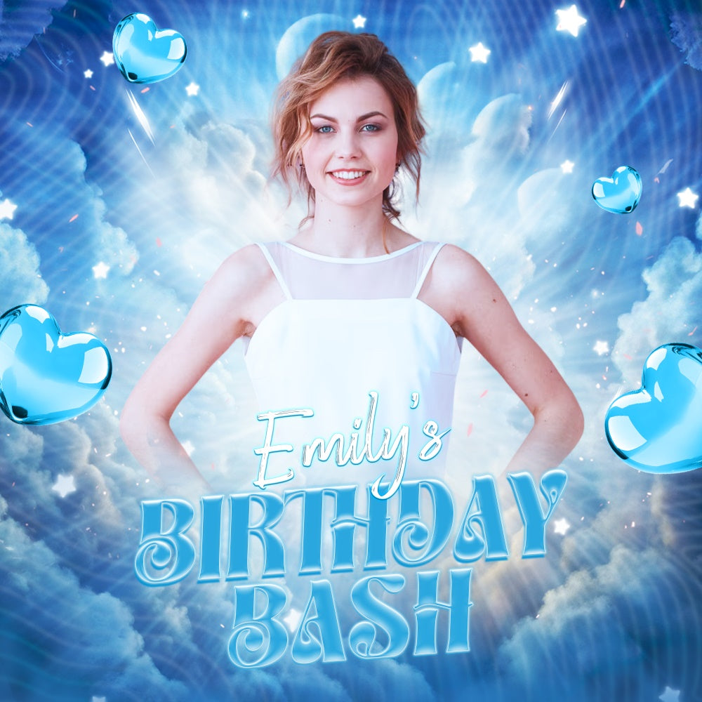 Birthday Party Backdrop Sky Dream Bash Personalized Backdrop UK LXX6-97