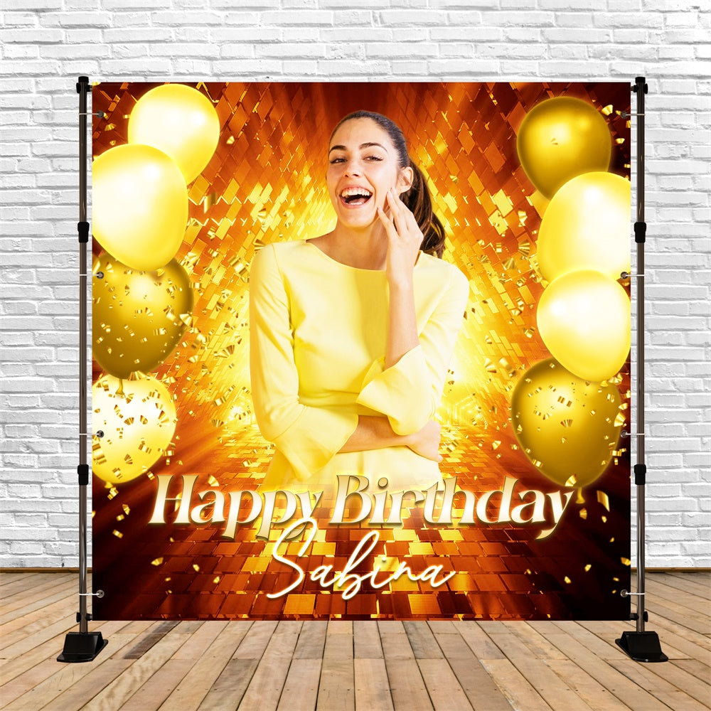 Customized Backdrop For Birthday Confetti Gold Glow Backdrop UK LXX6-98
